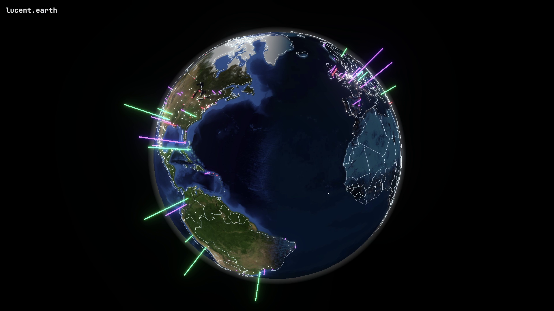 lucent.earth — WebGL globe showing live streams and radio stations